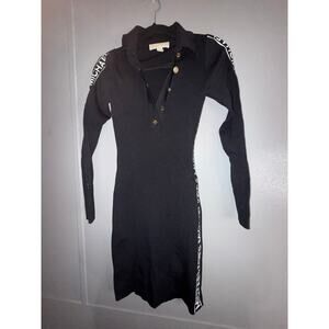 Michael Kors Logo Tape Stretch Viscose Polo Dress XS